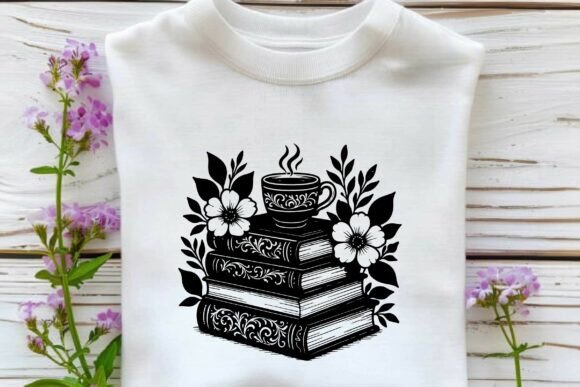 Books with Coffee Cup Silhouette Vector Review