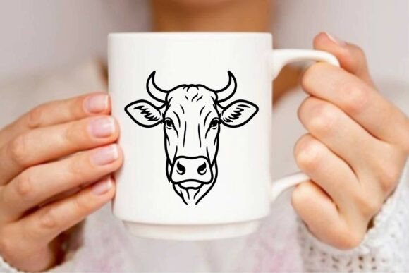 Cow Head Outline Vector Clipart Design Review