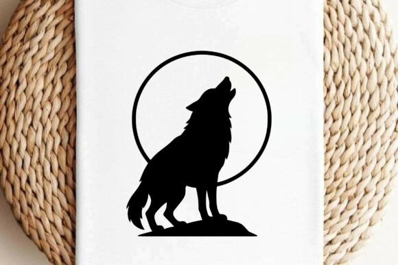 Wolf Howling at Moon Silhouette Clipart Review
