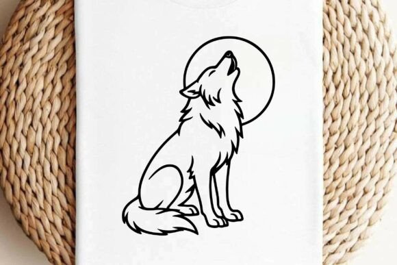 Wolf Howling at Moon Vector Clipart Review